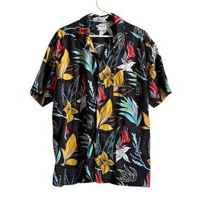 Hurley Mens Hawaiian Shirt 2XL Aloha Tropical Floral Button Up Camp Loop Collar